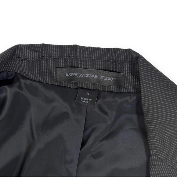 Express Design Studio Blazer One-Button Black Pinstripe Y2K - Picture 8 of 15